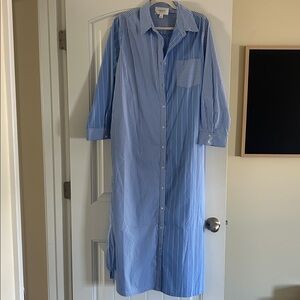 Pomander Place Sky Blue and White Striped Blouse